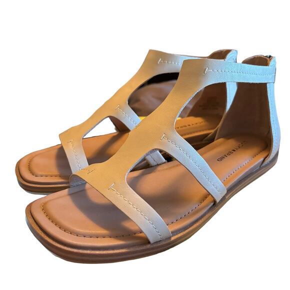 New Lucky Brand Nayda Sandals Women's Size 10 M Buff Tan Neutral Leather Zip - Picture 1 of 11